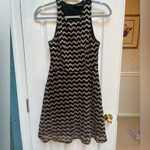 Arc & Co black and gold chevron dress